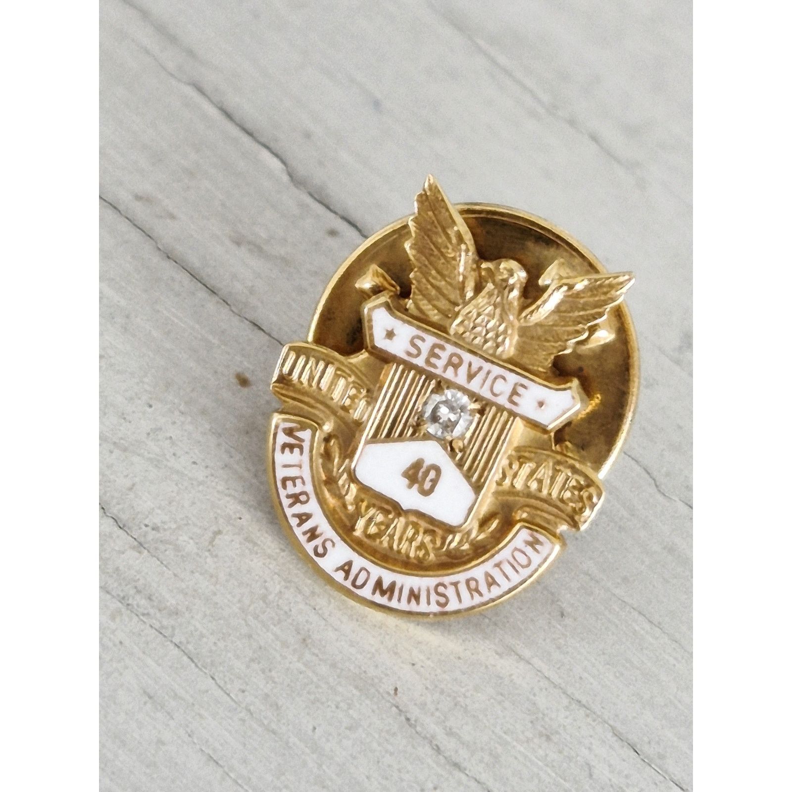 Other Vintage 10K Gold and Diamond US VA 43 Years of Service Pin Size ONE SIZE - 2 Thumbnail