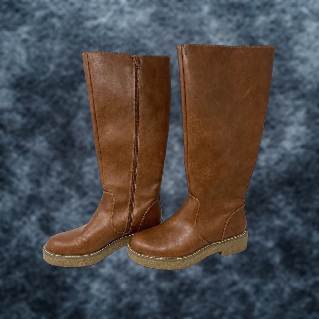 Vintage VINTAGE Universal Thread Tricia Boot Womens 8.5 Knee High Brown Faux Leather Riding Boot M Wide Shaft Block Heel Casual Solid 4 Season Size M / US 6-8 / IT 42-44 - 1 Thumbnail