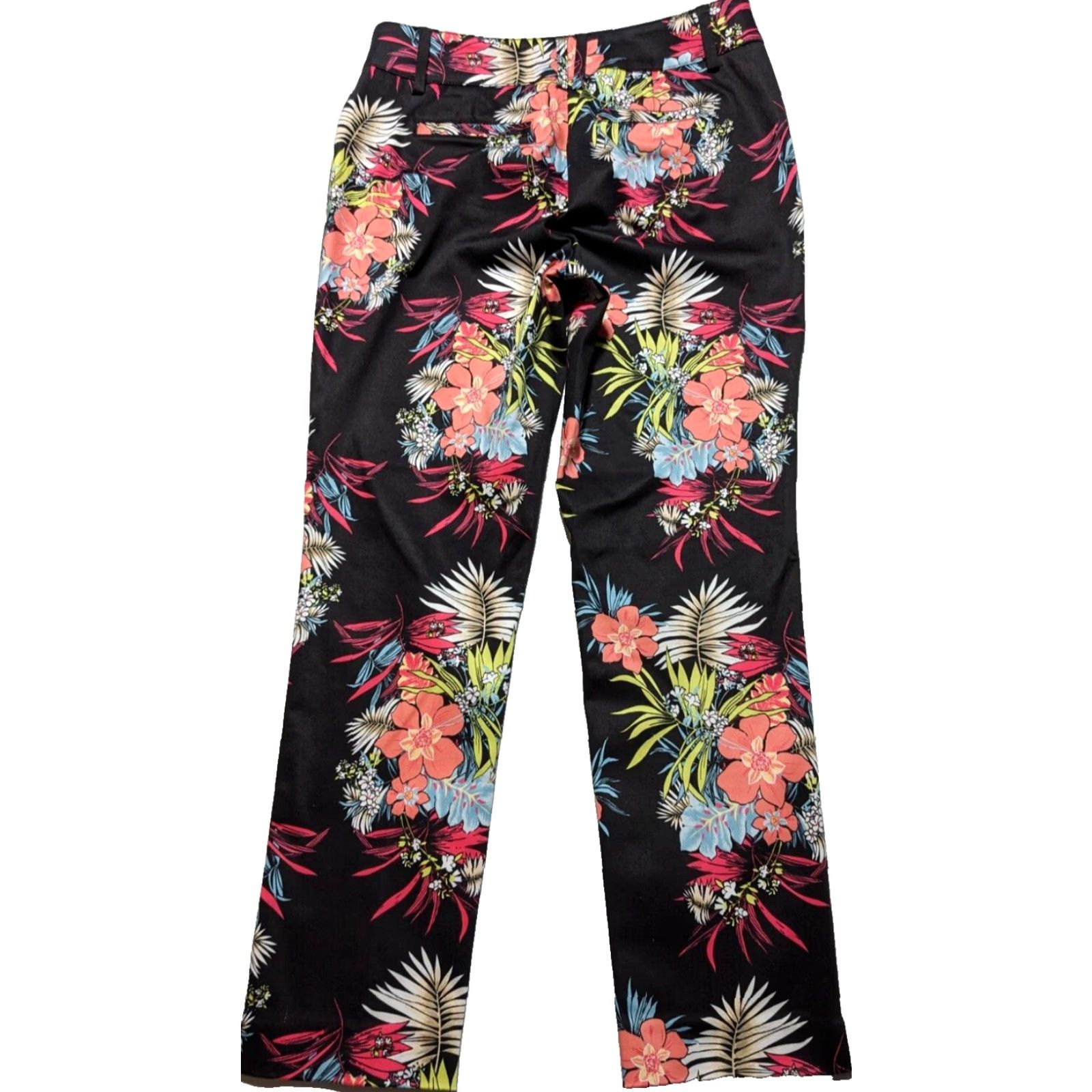 Vintage CACHE Floral Cotton Stretch Black Pants - Women Size 4 Size 27" / US 4 / IT 40 - 2 Thumbnail