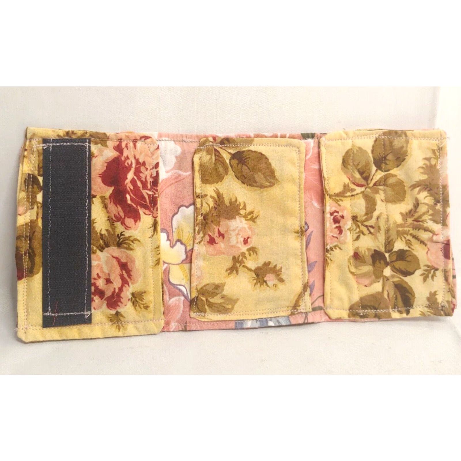 Pinko Handmade Wallet Pink Blue Floral Trifold Card Holder OOAK Boho Hippie Flowers Size ONE SIZE - 4 Thumbnail