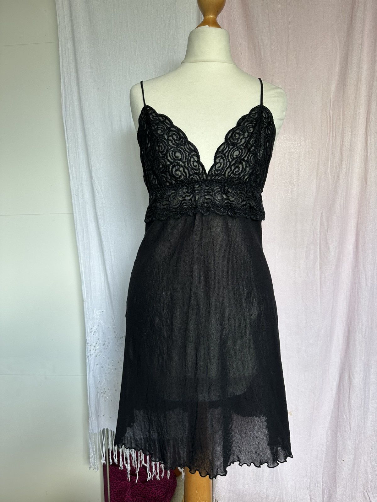 DKNY DKNY black sheer mesh slip dress size L Size L / US 10 / IT 46 - 1 Thumbnail