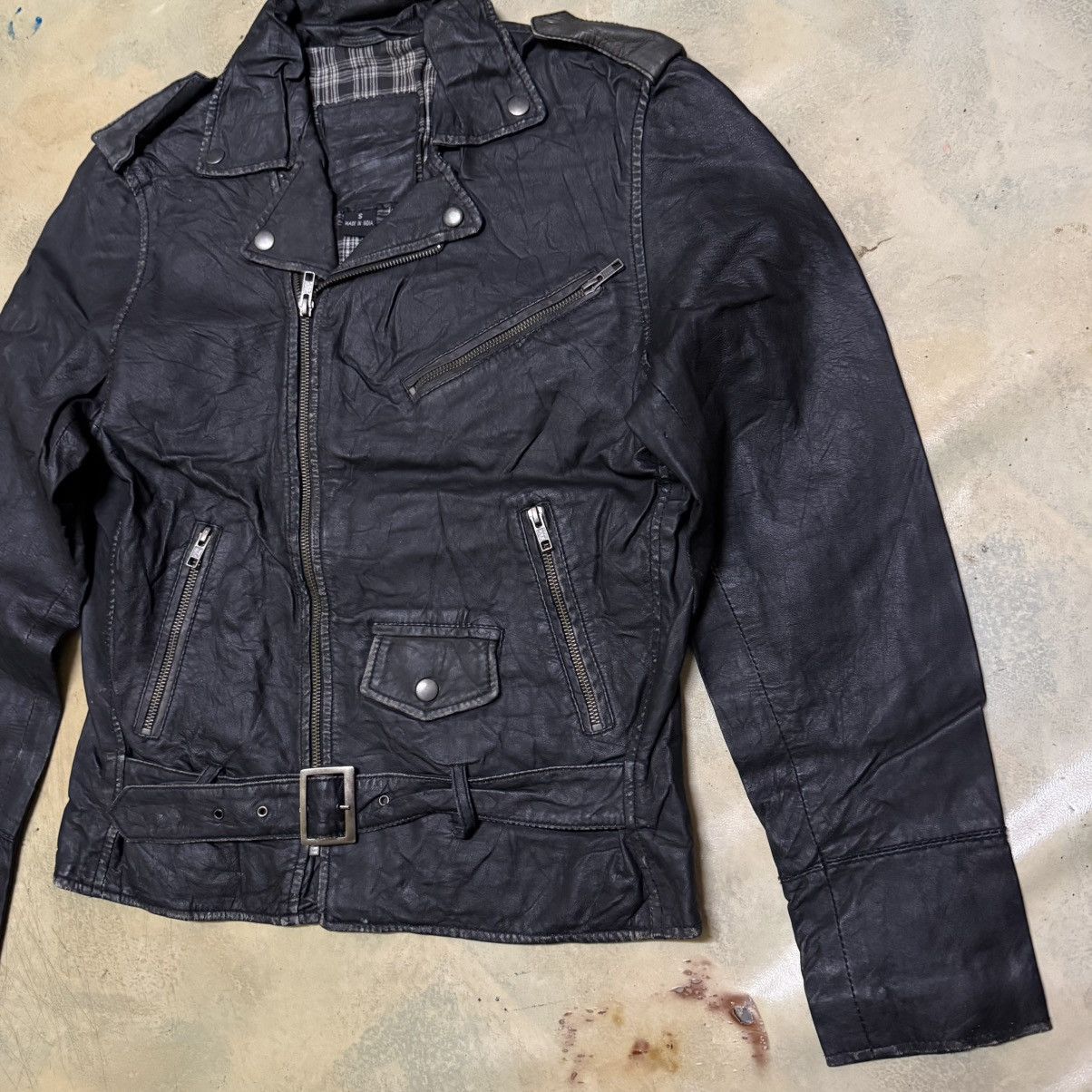 Genuine Leather Punk Double Collar Leather Jacket Size US S / EU 44-46 / 1 - 2 Thumbnail