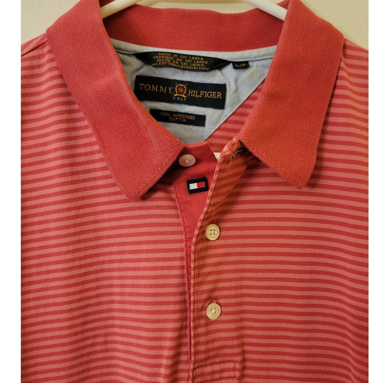 Tommy Hilfiger Men's Red Striped Tommy Hilfiger Polo Golf Shirt-Large Size US L / EU 52-54 / 3 - 3 Thumbnail