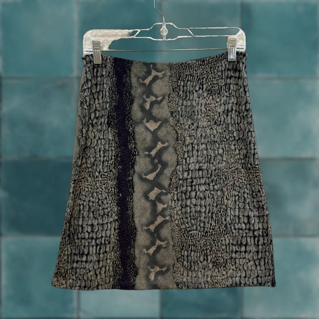Vintage VINTAGE 90s Y2K Skirt Medium Grey Snakeskin Slinky Stretch Office Corpcore Es Se Womens Size 32" / US 10 / IT 46 - 1 Thumbnail
