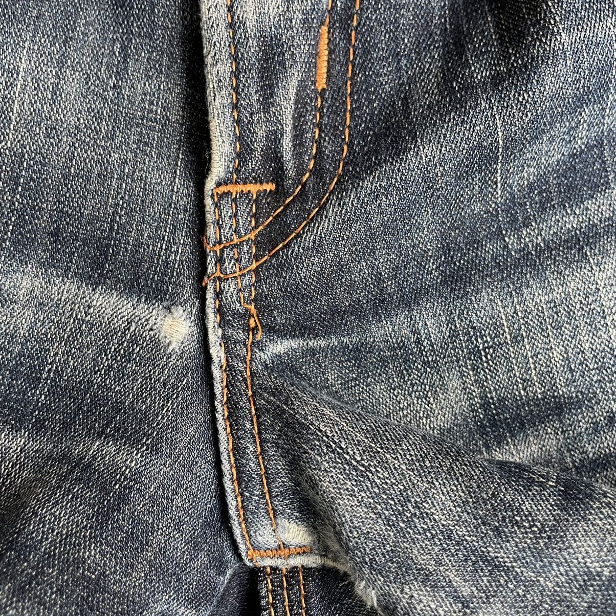 Edwin 🔥Vintage Edwin E503 Blue Trip Ripped Distress Denim Jeans Size US 33 - 13 Thumbnail
