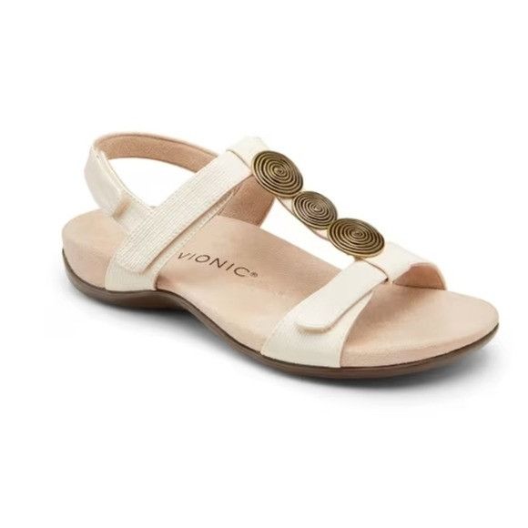 Vionic Vionic Orthaheel Rest Farra II Cream Antique Gold Brass Meta Size US 10 / IT 40 - 1 Thumbnail