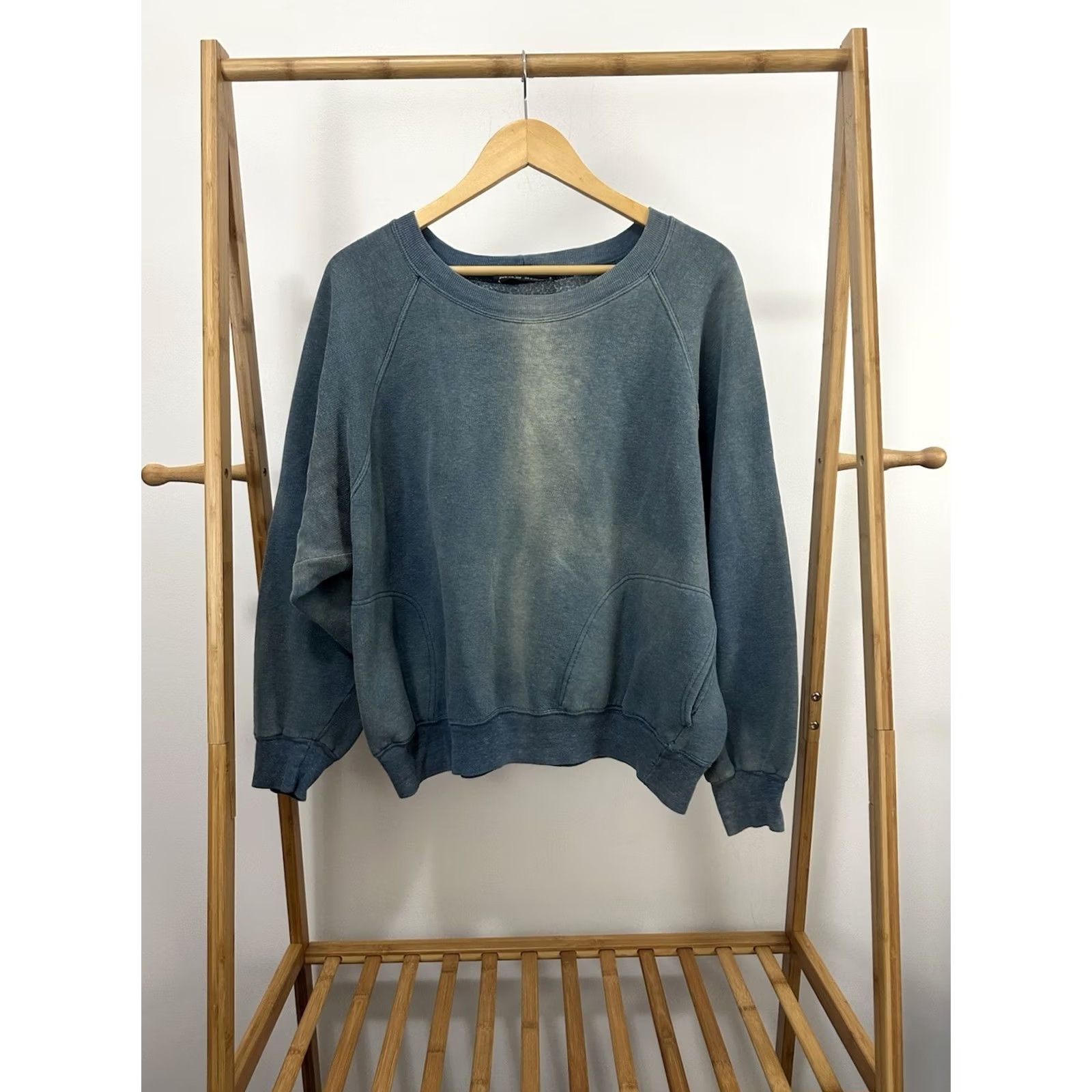 Vintage VTG 90s Gradient Sun Faded Boxy Cropped Sweatshirt W/POCKETS WIP Size L Blue Mens Shirt Size US L / EU 52-54 / 3 - 2 Thumbnail