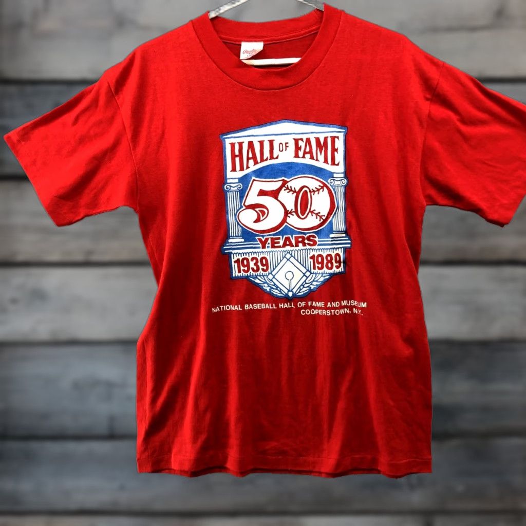 Vintage VINTAGE Rawlings Hall of Fame National Baseball T Shirt Mens L Red 50/50 Short Sleeve Crew Neck Size US L / EU 52-54 / 3 - 1 Thumbnail