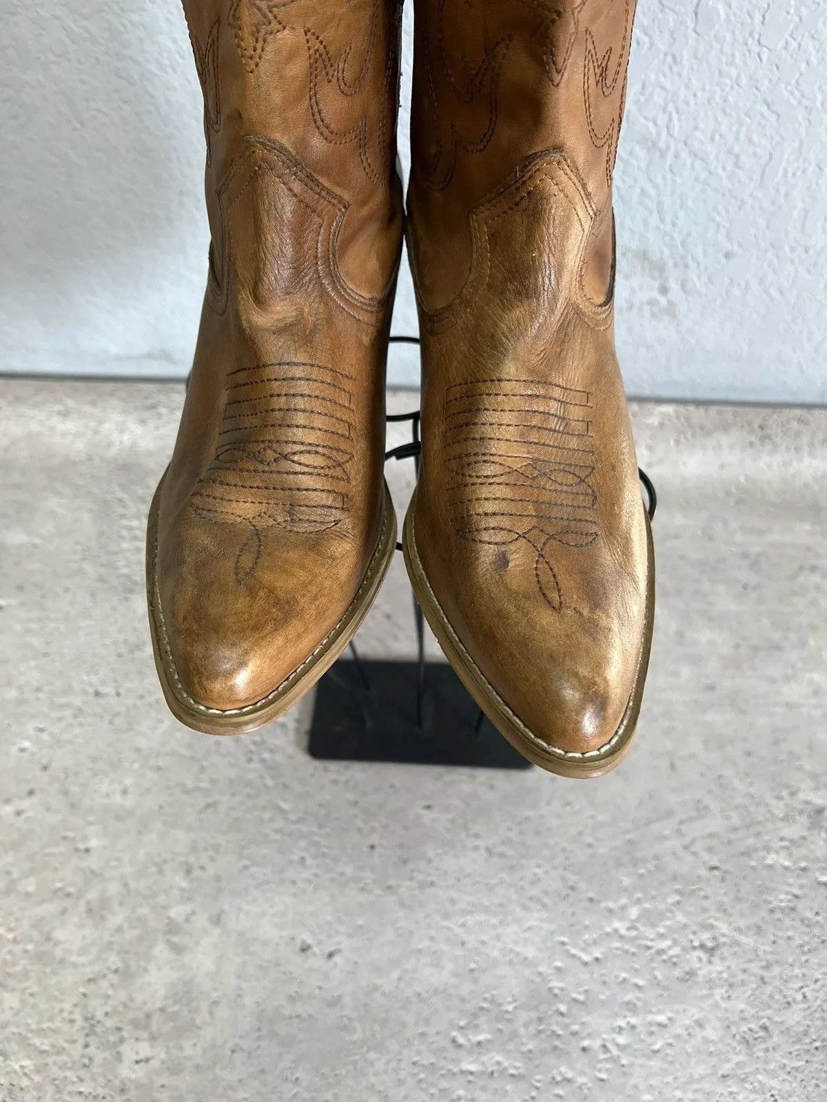 Western Rise Vintage western guidi style moto leather boots brown 90s Size US 8 / EU 41 - 8 Thumbnail