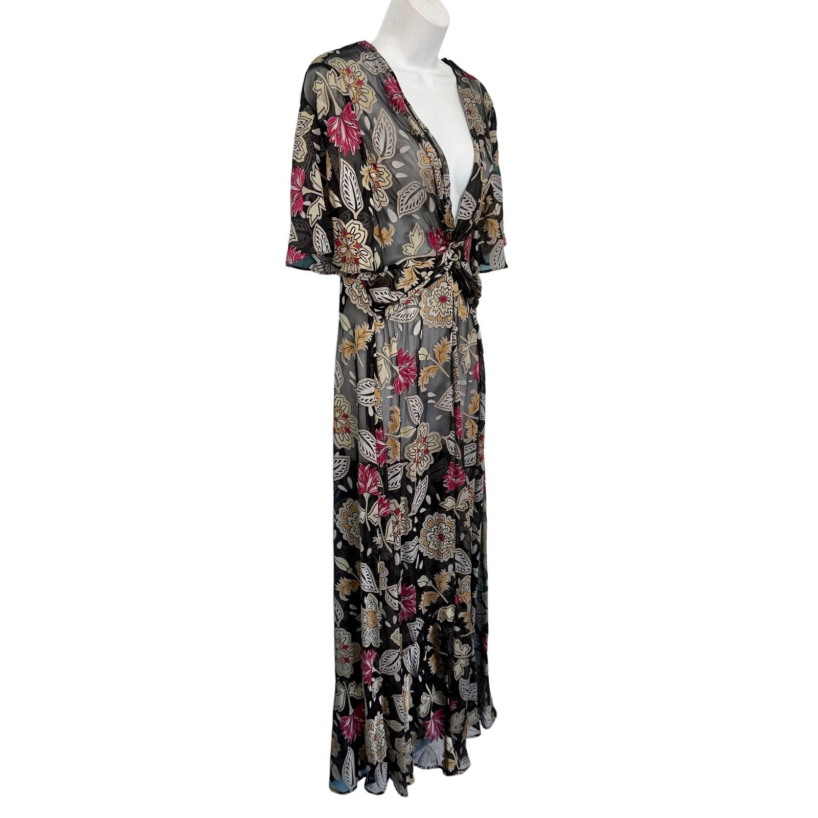 Rag & Bone Rag & Bone Black Floral Sheer V-Neck Maxi Dress S NO LINING Size S / US 4 / IT 40 - 9 Thumbnail