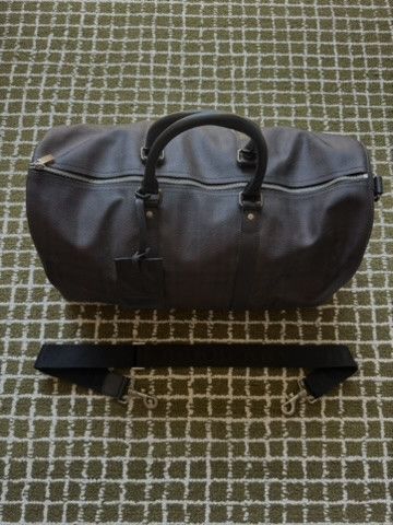 Burberry Burberry London Leather Keepall 50 Duffle Bag Black Plaid Size ONE SIZE - 1 Thumbnail