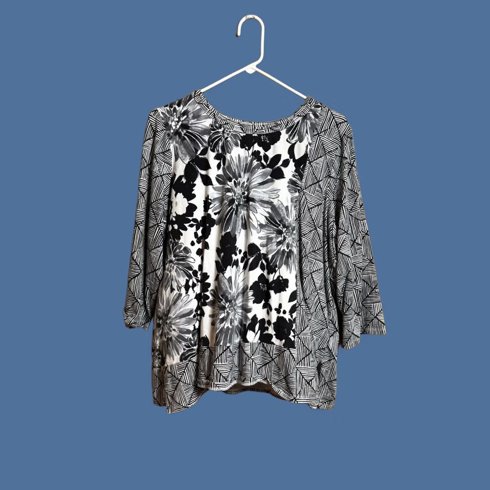 Vintage VINTAGE Alfred Dunner Black White Womens Plus 1X Floral Pattern Feminine Casual Artsy Size XL / US 12-14 / IT 48-50 - 1 Thumbnail