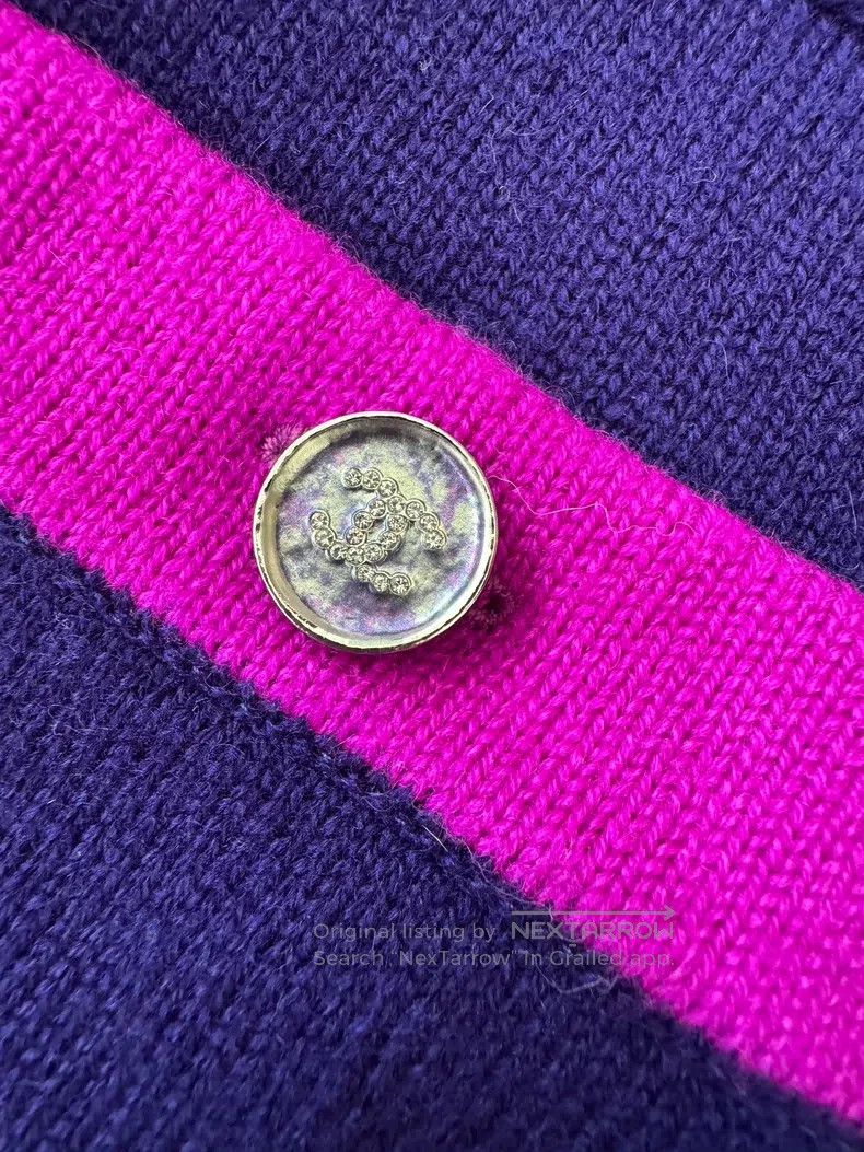 Chanel Chanel 23B blue and purple round-neck cardigan long sleeve Size XXS / US 00 / IT 34 - 5 Thumbnail