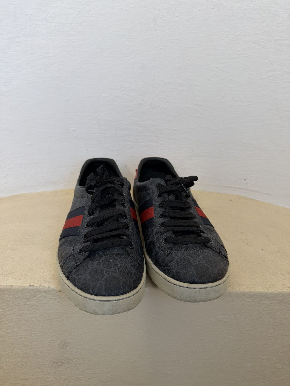 Gucci Gucci Ace Web GG Supreme Monogram Grey Sneakers Size 44 Size US 10.5 / EU 43-44 - 12 Thumbnail