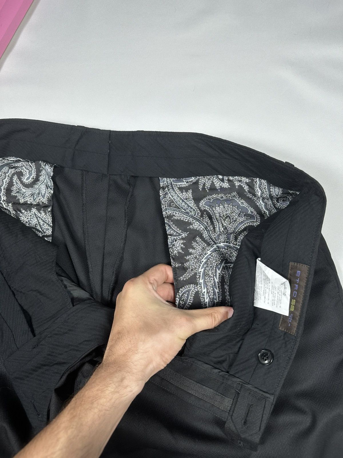 Etro ETRO 58 Pants Black Suit Logo Trousers Men’s Lana Wool Size US 42 / EU 58 - 12 Thumbnail