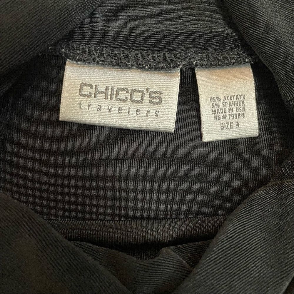 Chicos Chico's Travelers Black Liquid Knit Triangle Cowl Neck Top Size XL / US 12-14 / IT 48-50 - 8 Thumbnail