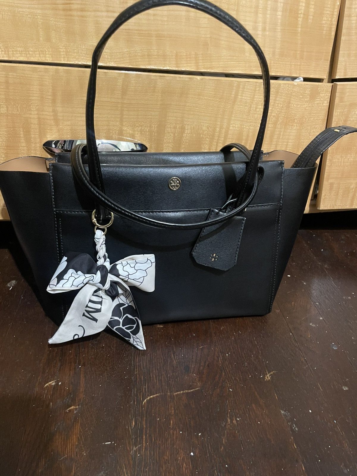Tory Burch Tory Burch Bag Parker Tote Medium Black Leather Size ONE SIZE - 3 Thumbnail