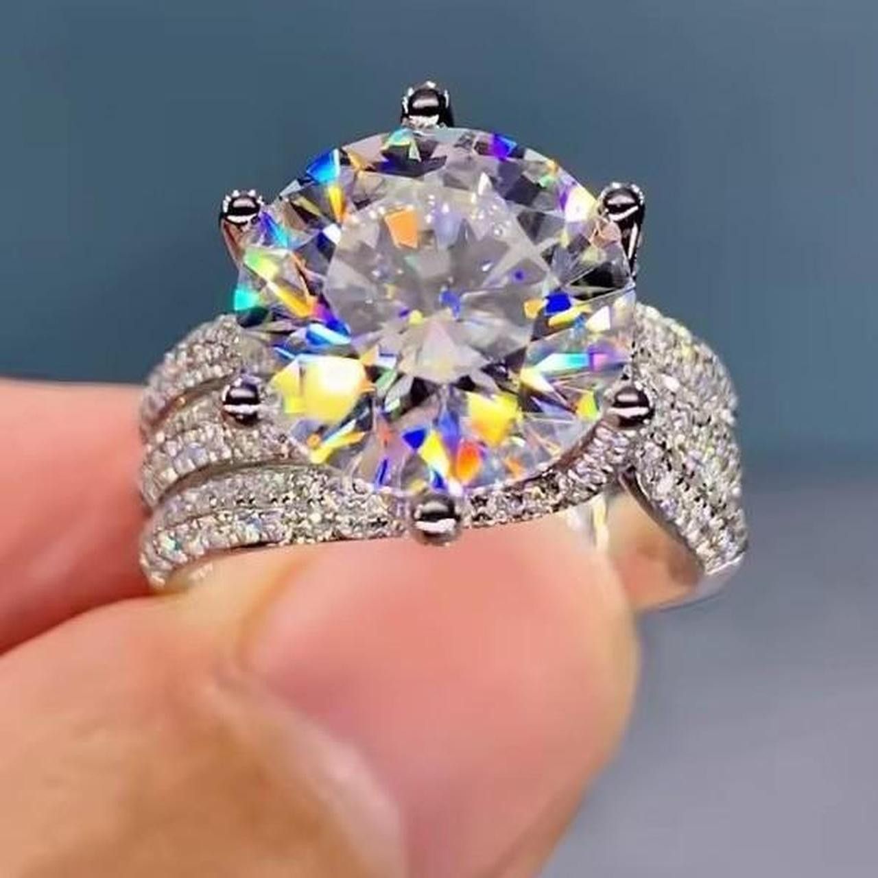 Other Size 7 14k white gold 4.5ct round brilliant solitaire ring Size ONE SIZE - 1 Thumbnail