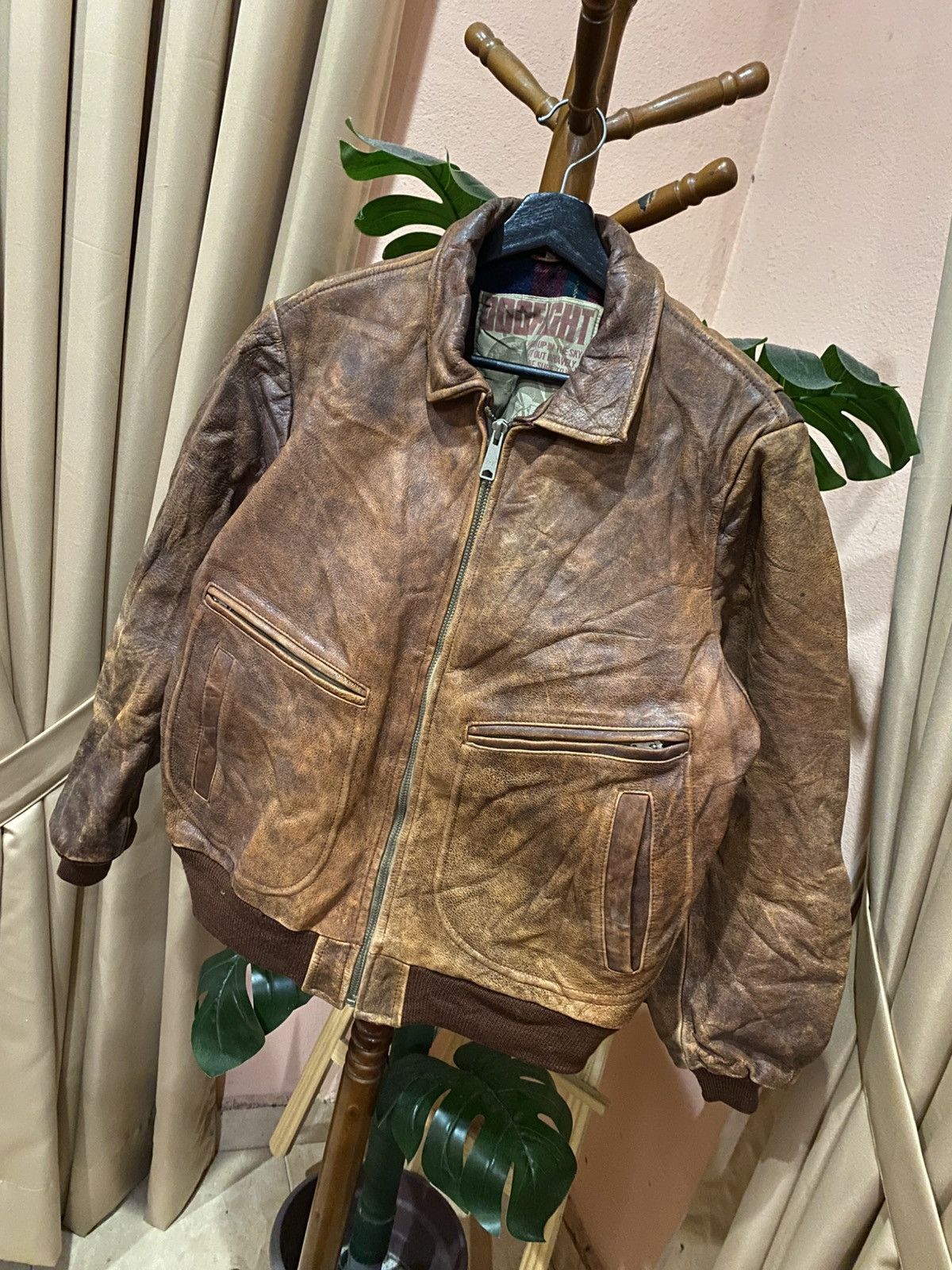 Other DOGFIGHT Distressed Leather Bomber Jacket Old Flight Style Size US L / EU 52-54 / 3 - 2 Thumbnail