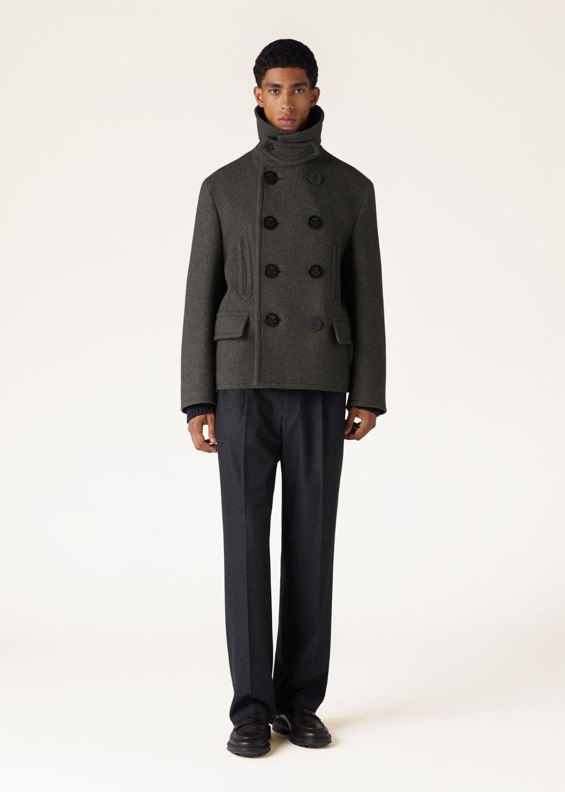 Loro Piana o1srvl11e0125 Condor Mini Wool Peacoat in Grey Size US S / EU 44-46 / 1 - 4 Thumbnail