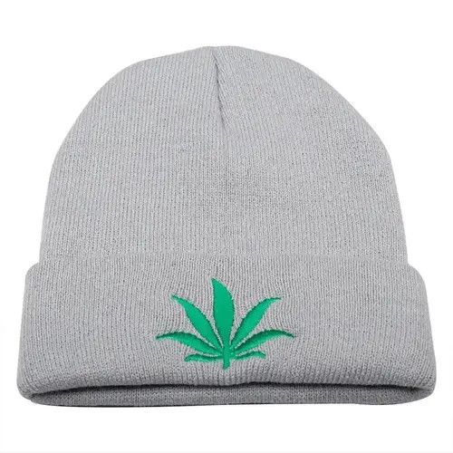 image of Hats Weed Leaf Beanie Hat in Black, Men's