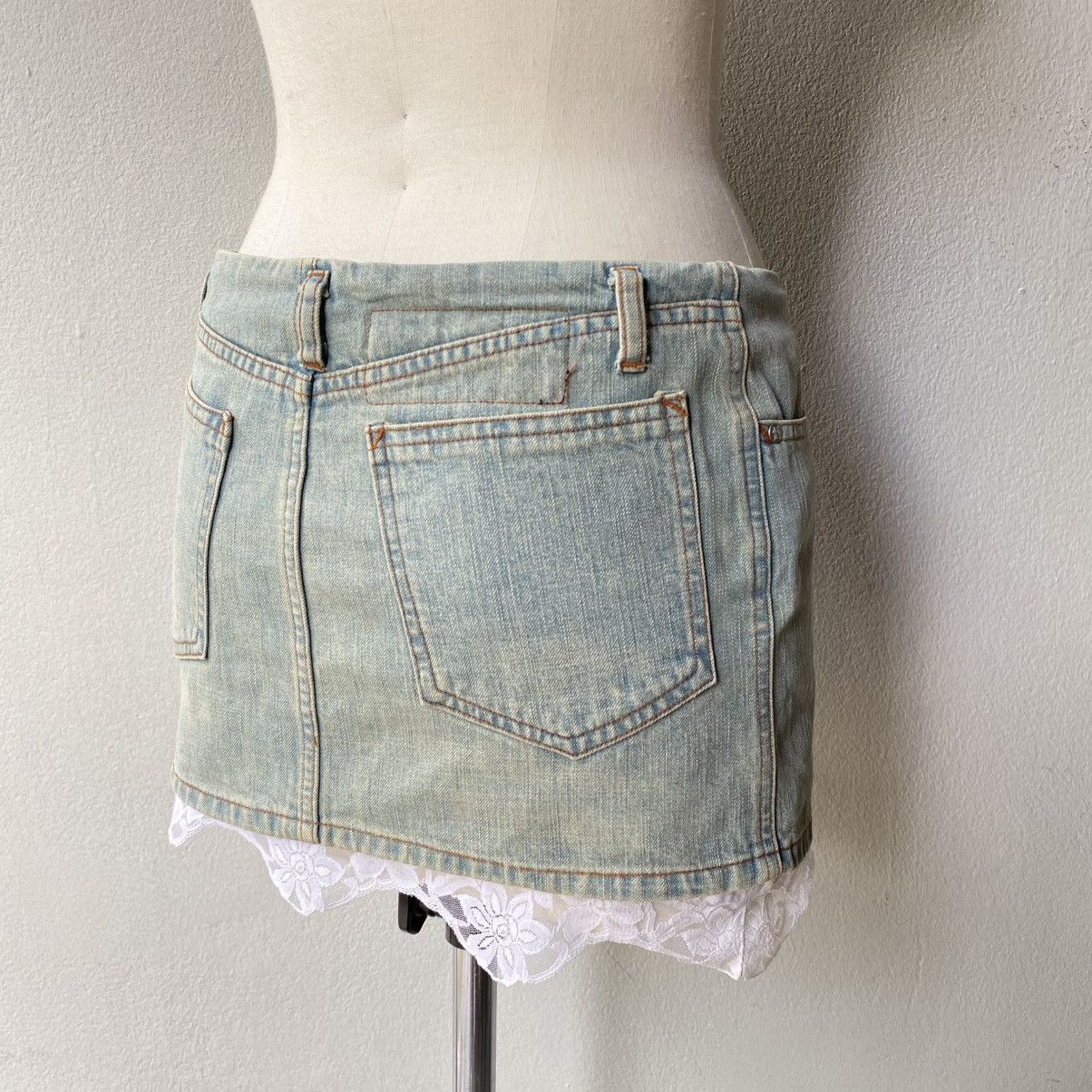 Jean Paul Gaultier JPG Jean Paul Gaultier Y2K Lace Trim Denim Skirt Size 36" / US 14 / IT 50 - 5 Thumbnail