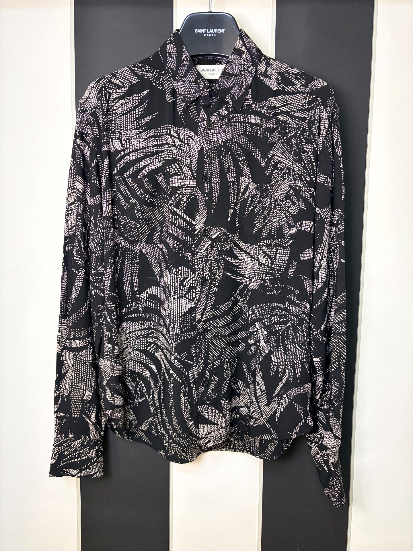 14SS SAINT LAURENT PARIS パームツリー アロハシャツ Saint Laurent Paris SS16 Palm Tree Hawaiian shirt 40 | Grailed