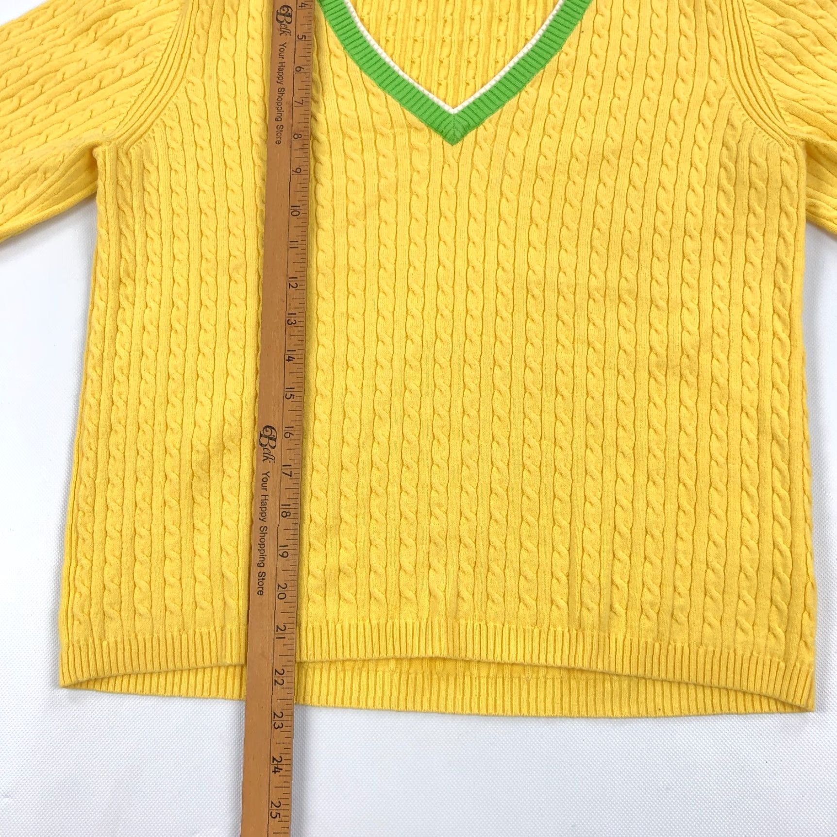 Tommy Hilfiger Tommy Hilfiger Sweater Womens Large Cable Knit Yellow Tennis Preppy Y2K Vintage No Size L / US 10 / IT 46 - 5 Thumbnail