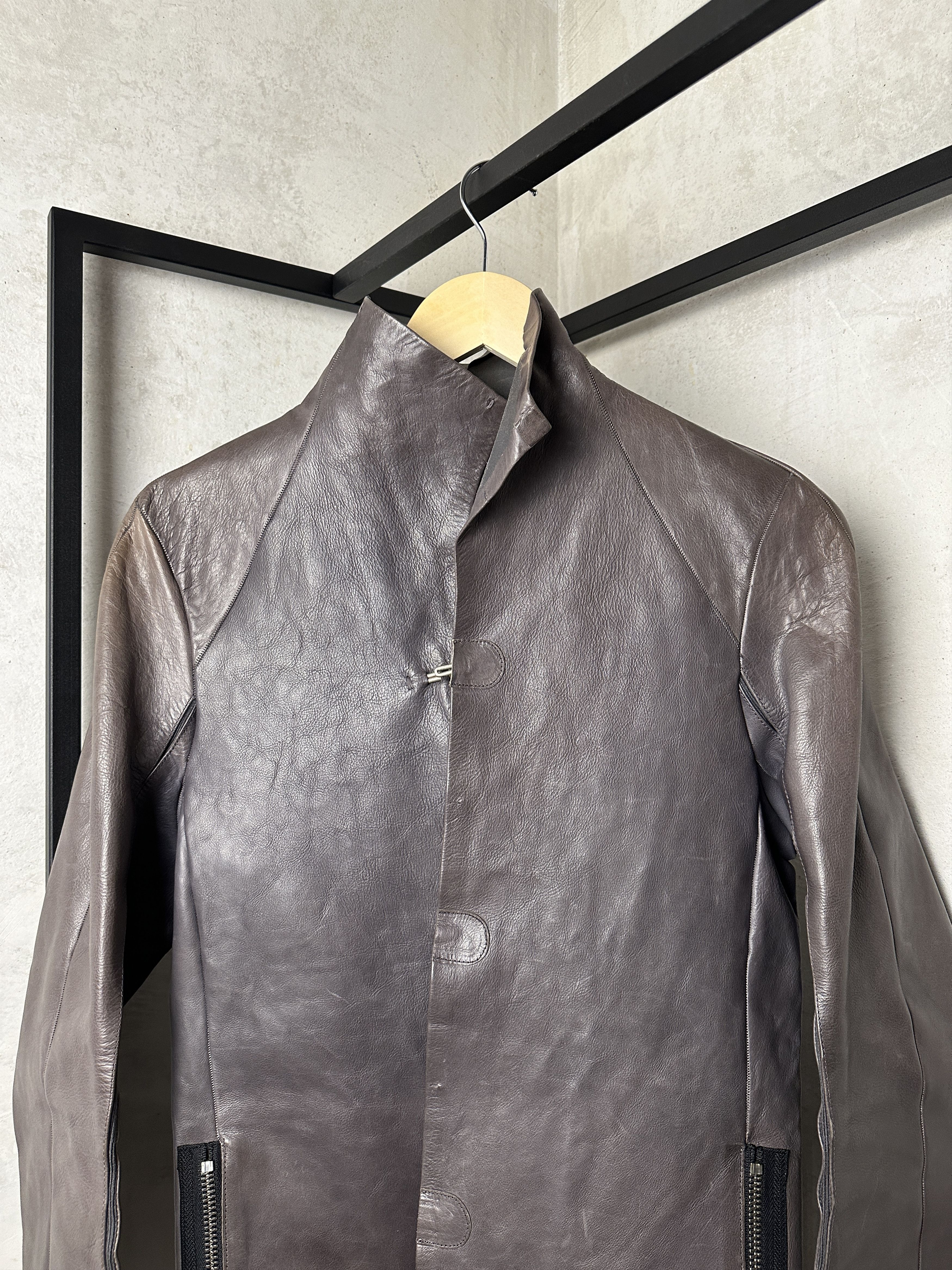 Vintage RARE Serfaty's Ad Vitam Brown Stand Collar Leather Jacket Size US M / EU 48-50 / 2 - 4 Thumbnail