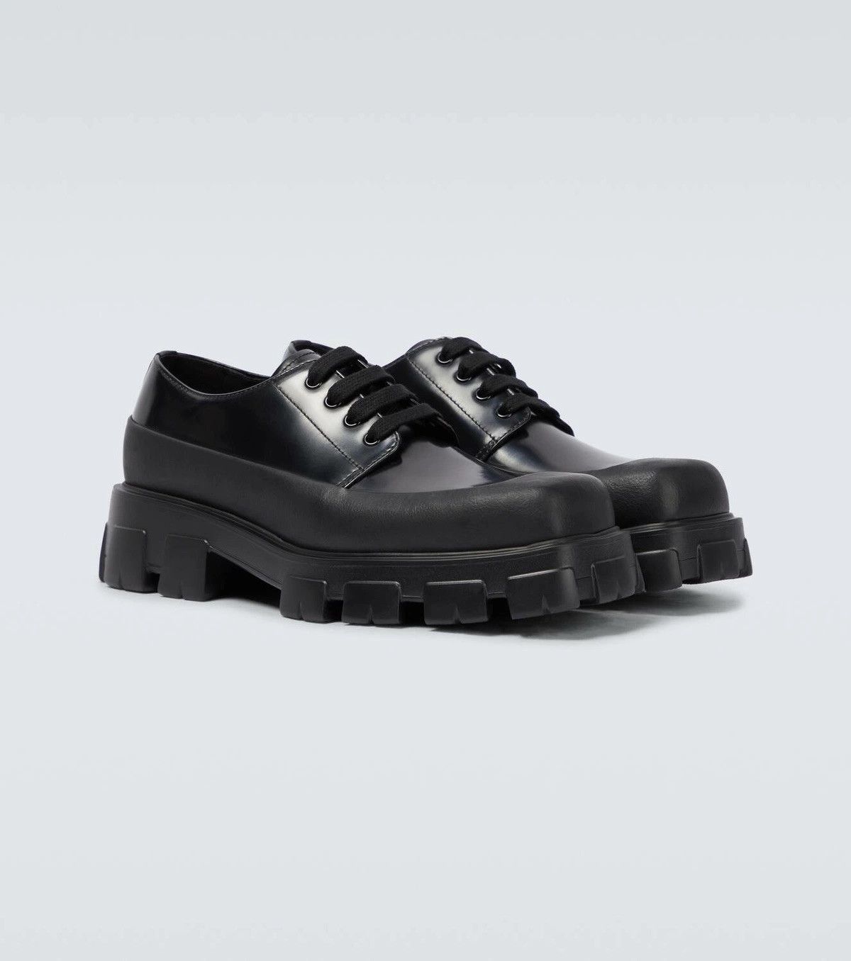 Prada PRADA Paneled Leather Monolith Derby Shoes, Square Toe Size US 11 / EU 44 - 1 Thumbnail