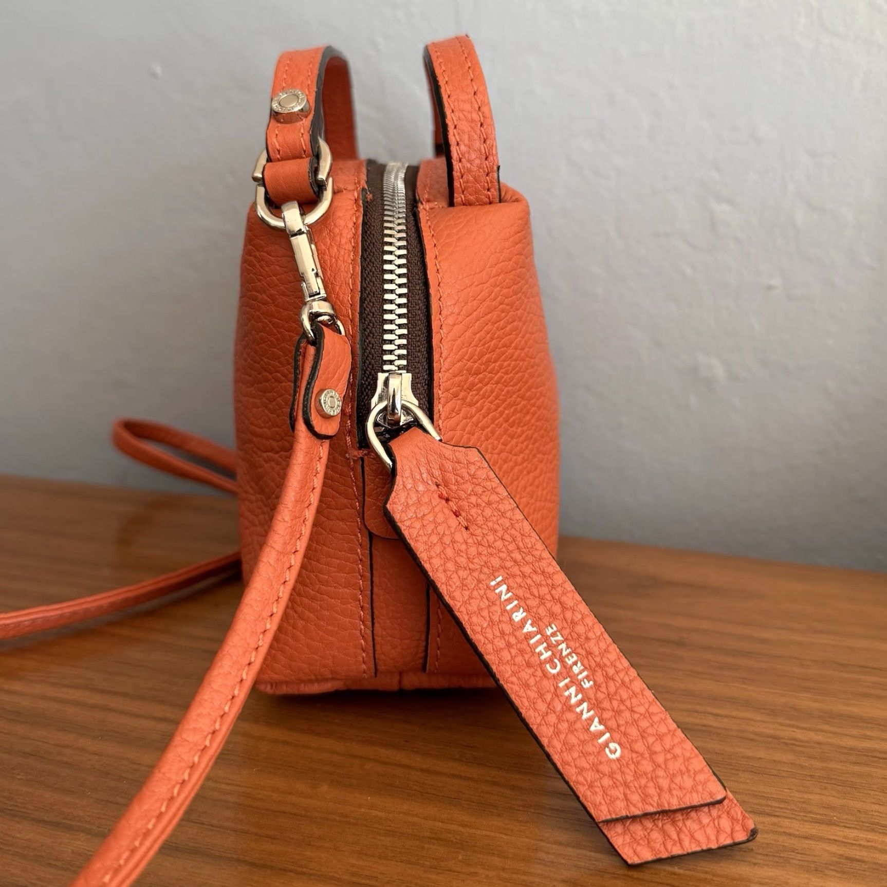 Gianni Chiarini Gianni Chiarini Leather Alifa 2-Way Tote Bag Small Crossbody Purse Bag Orange Women Bag Orange 2-way Shoulder Bag Womens Size ONE SIZE - 2 Thumbnail