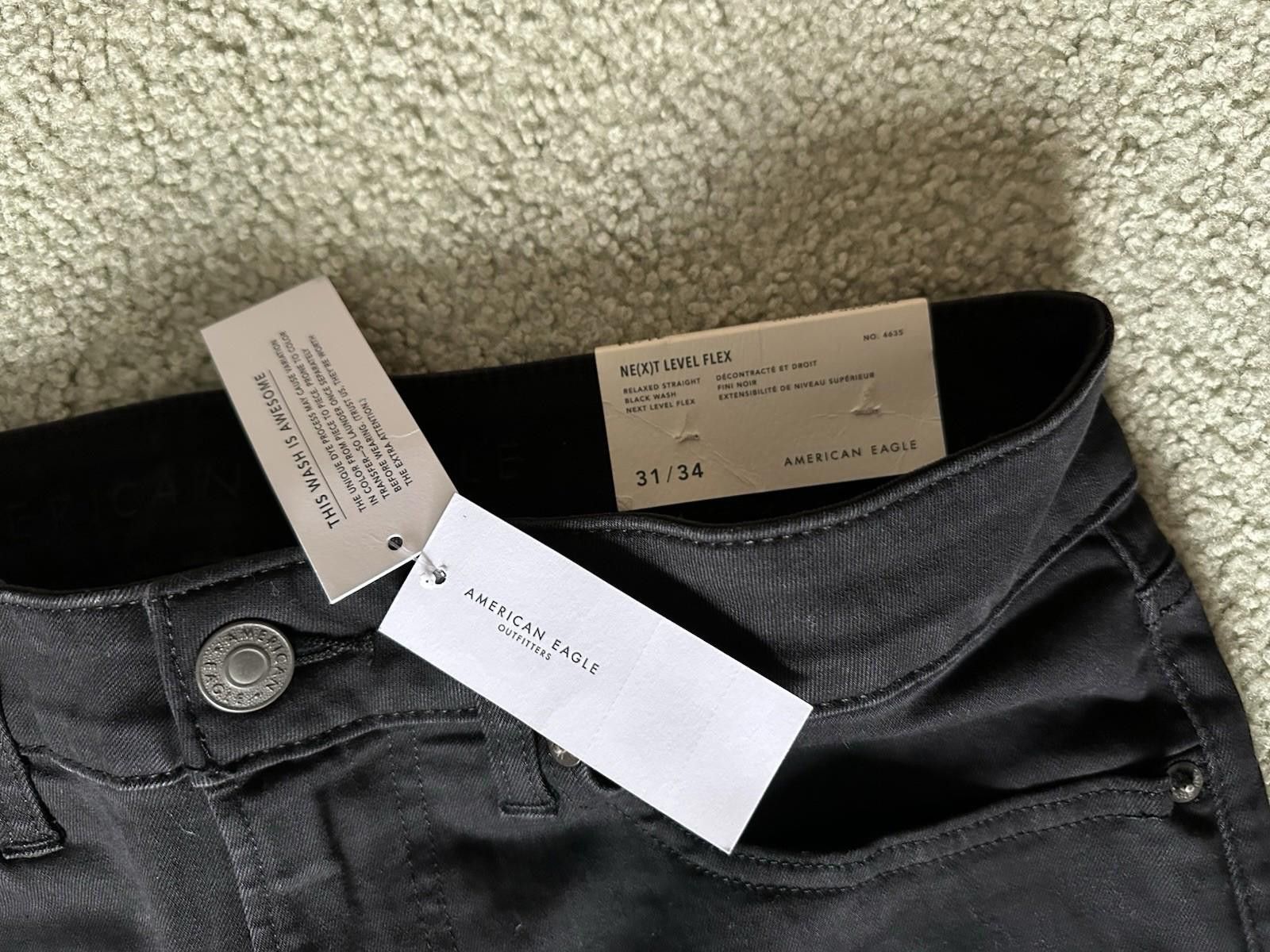 American Eagle Outfitters American Eagle Jeans Men’s 31x34 Straight, Black New w/ Tags Size US 31 - 3 Thumbnail