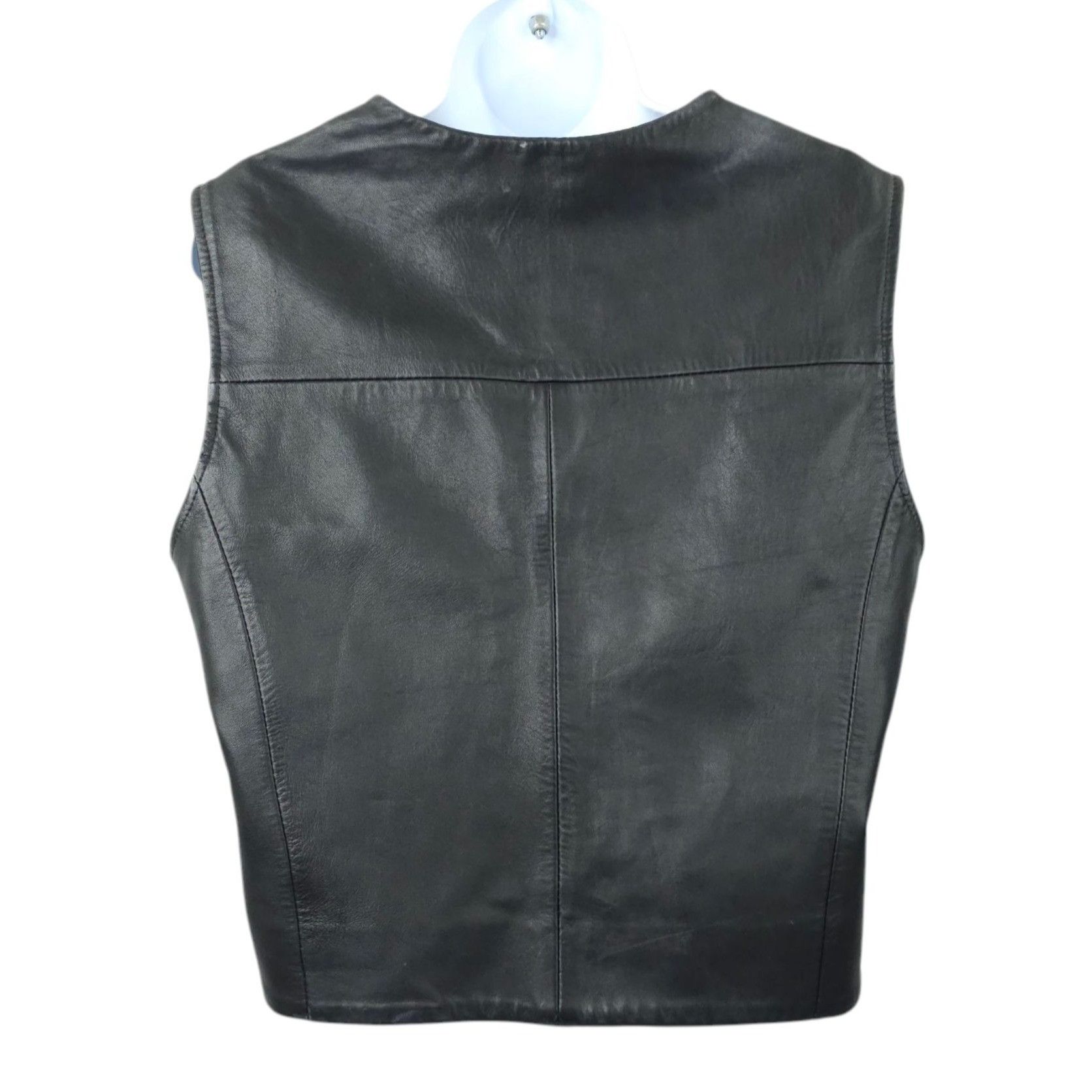 Other Saguaro Black Leather Vest Womens Size L Placket Covered Zip Size L / US 10 / IT 46 - 2 Thumbnail