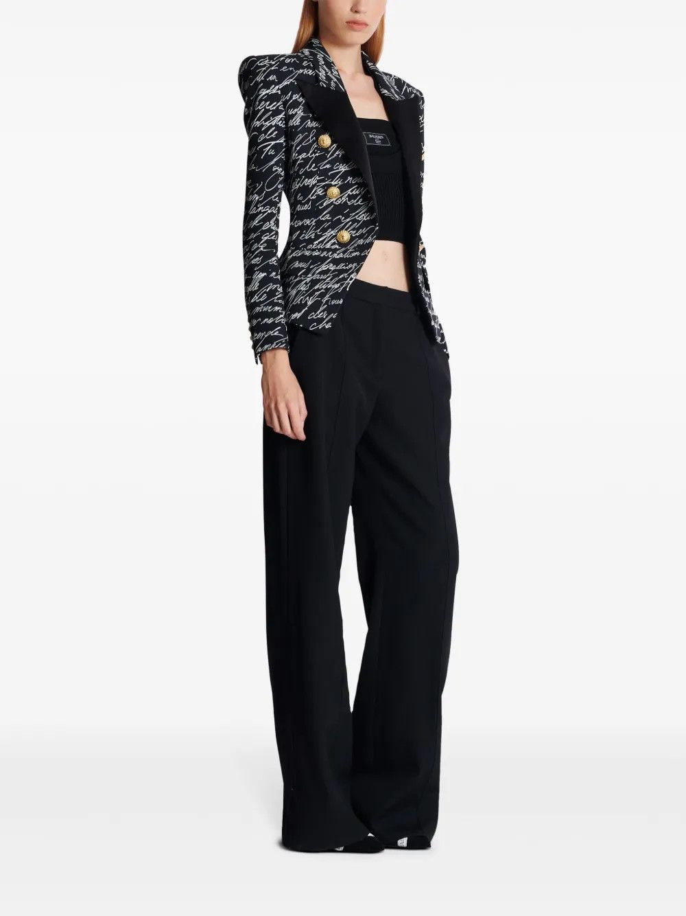 Balmain o1s1wg111225 Love Letter Tailored Jacket in Black Size S / US 4 / IT 40 - 7 Thumbnail