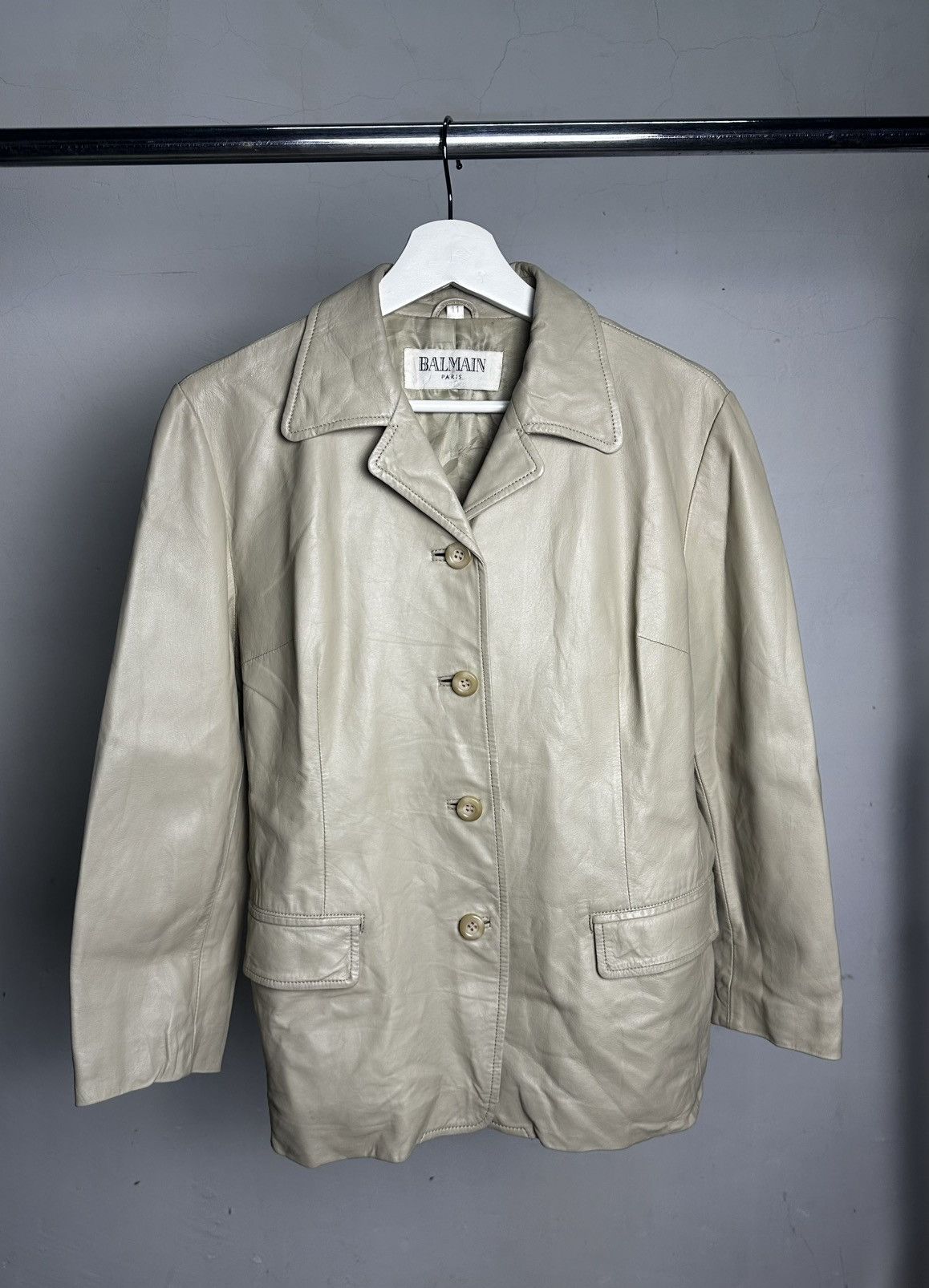 Balmain 80’s Balmain Leather Sheepskin Coat Jacket Size US M / EU 48-50 / 2 - 1 Thumbnail