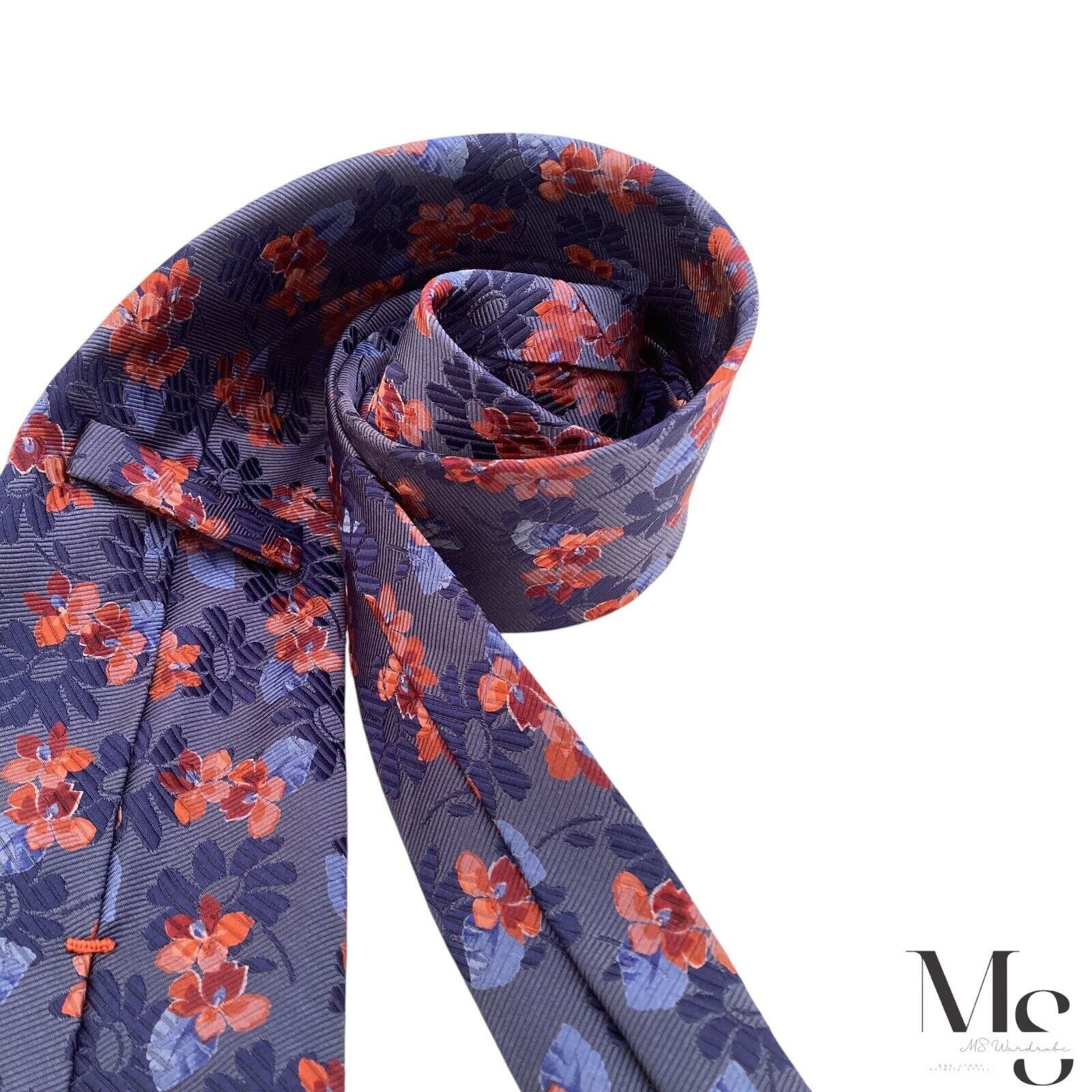 Ermenegildo Zegna ERMENEGILDO ZEGNA Purple & Orange Floral Silk Tie Italy Size ONE SIZE - 4 Thumbnail