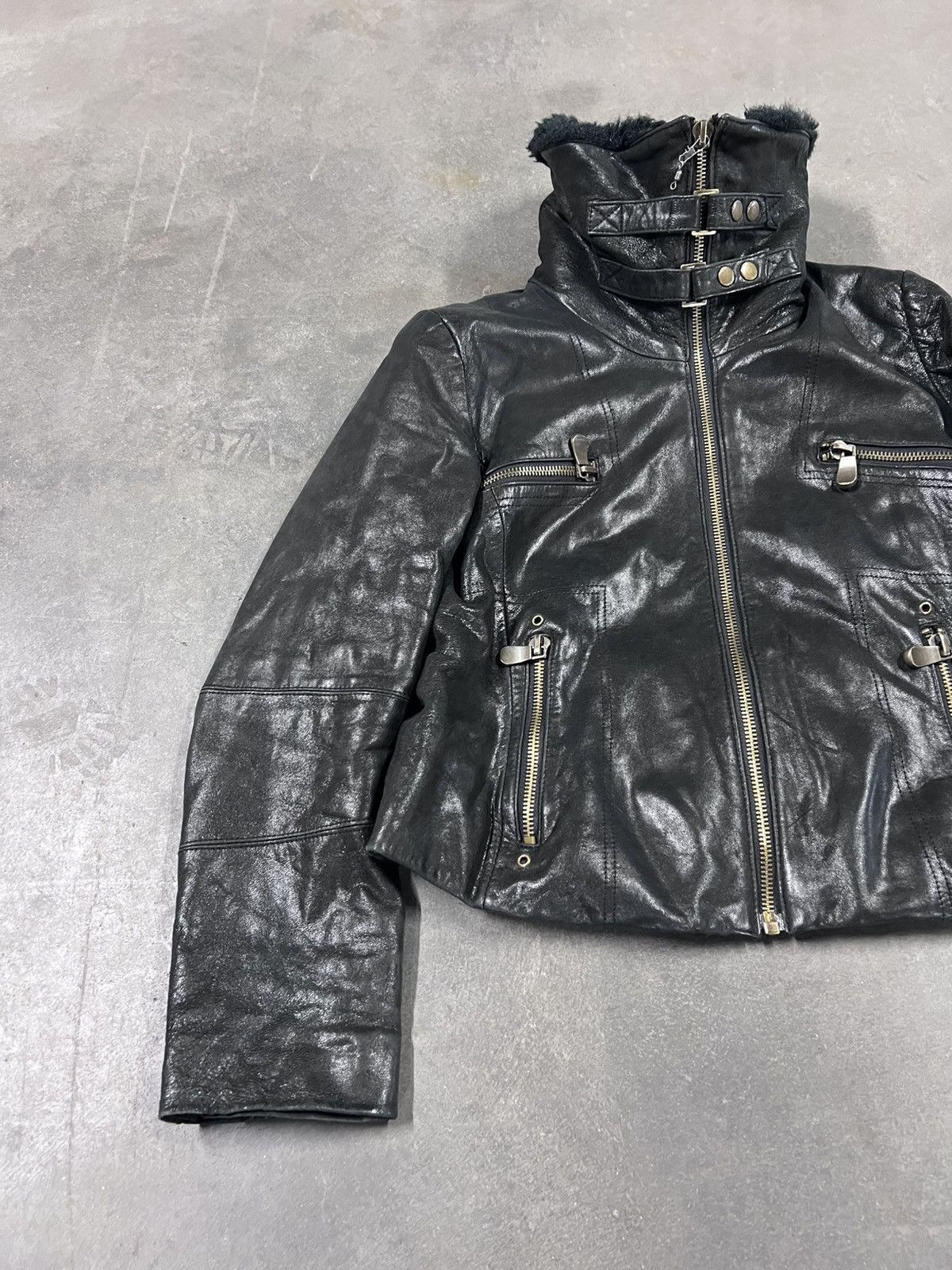 Rick Owens Real Leather Faux Fur Collar Japanese Style Jacket Size M / US 6-8 / IT 42-44 - 2 Thumbnail