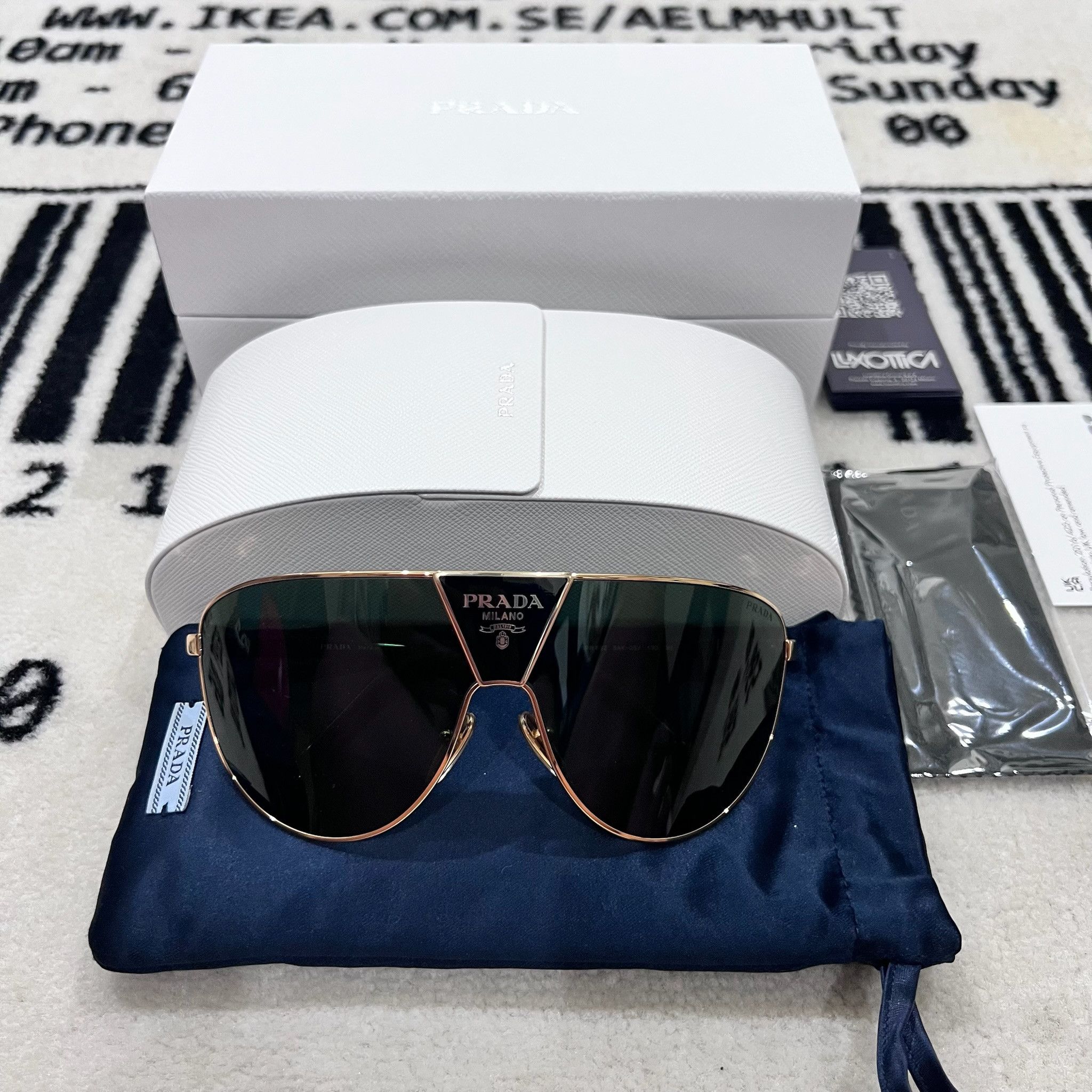Prada Prada 0PR 69ZS Logo Shield Wrap Mask Runway Sunglasses Size ONE SIZE - 1 Thumbnail