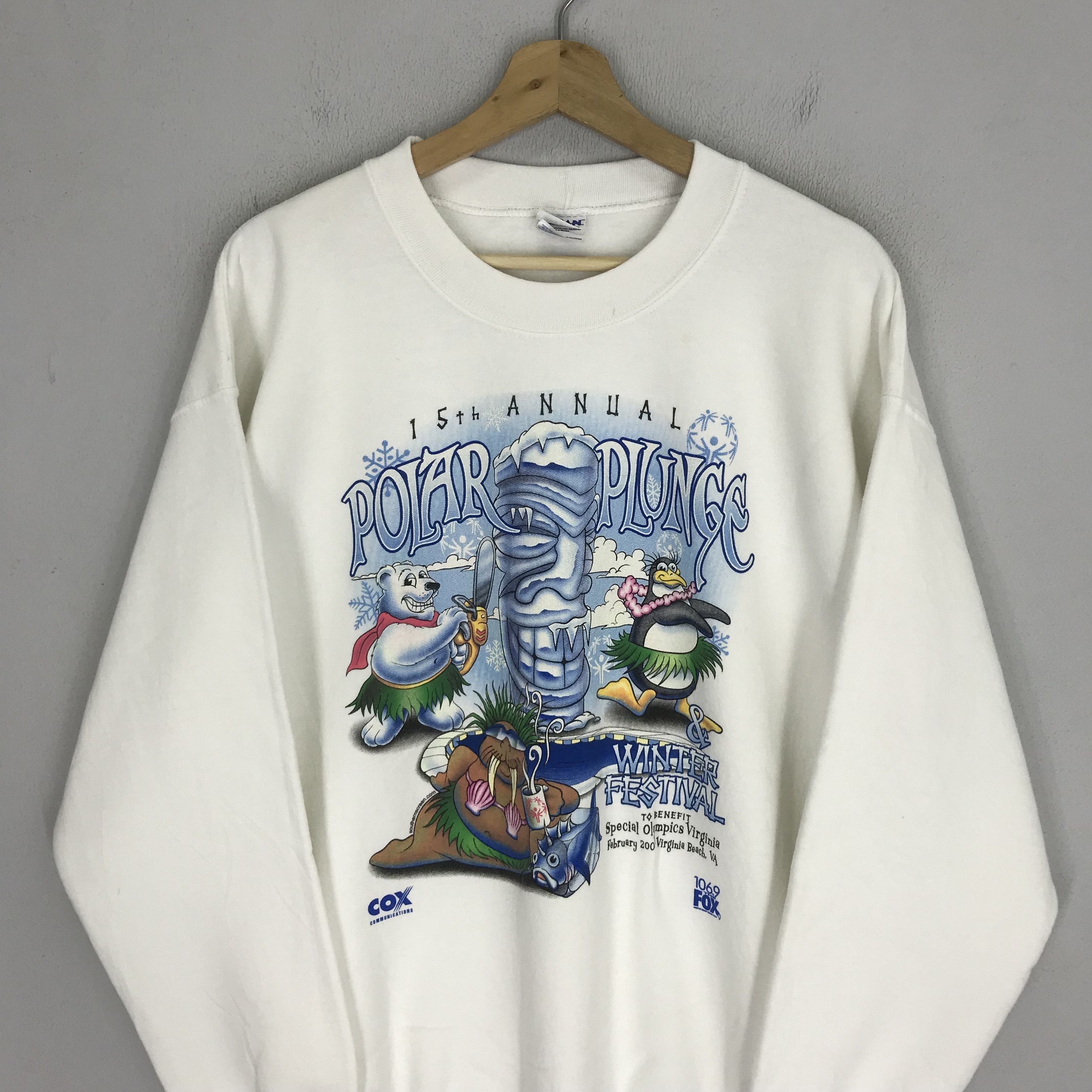 Vintage Vintage Y2K Polar Plunge White Sweatshirt - 465 Size US L / EU 52-54 / 3 - 3 Thumbnail