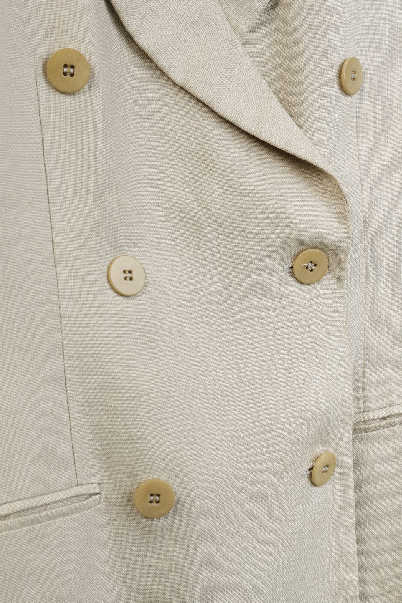 Armani Collezioni Armani Collezioni Vintage Tan Linen Double Breasted Blazer Size M / US 6-8 / IT 42-44 - 9 Thumbnail