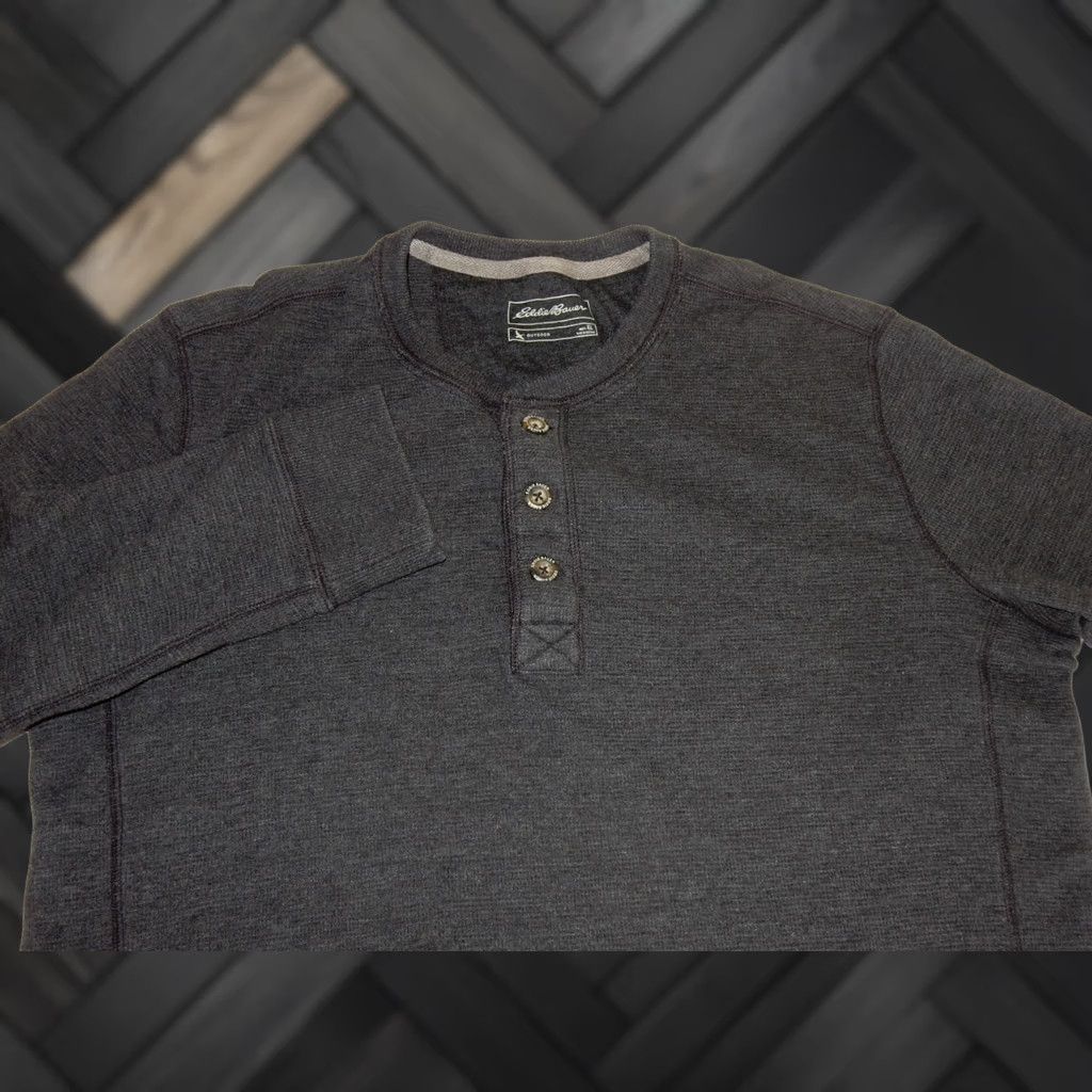 Eddie Bauer VINTAGE Eddie Bauer Men's T-Shirt Long Sleeve Thermal Henley XL Gray Cotton Blend Shirt Mens XL Shirt Size US XL / EU 56 / 4 - 1 Thumbnail