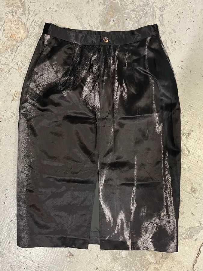 Roberto Cavalli × Vintage Roberto Cavalli Silver Paint Black Skirt Size 28" / US 6 / IT 42 - 5 Thumbnail