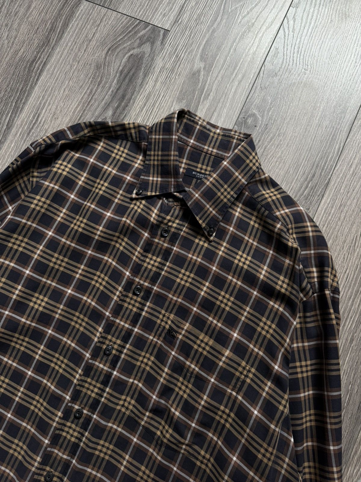Burberry Burberry Brown/Blue Logo Checkered Flannel Shirt 43 Size US XL / EU 56 / 4 - 4 Thumbnail