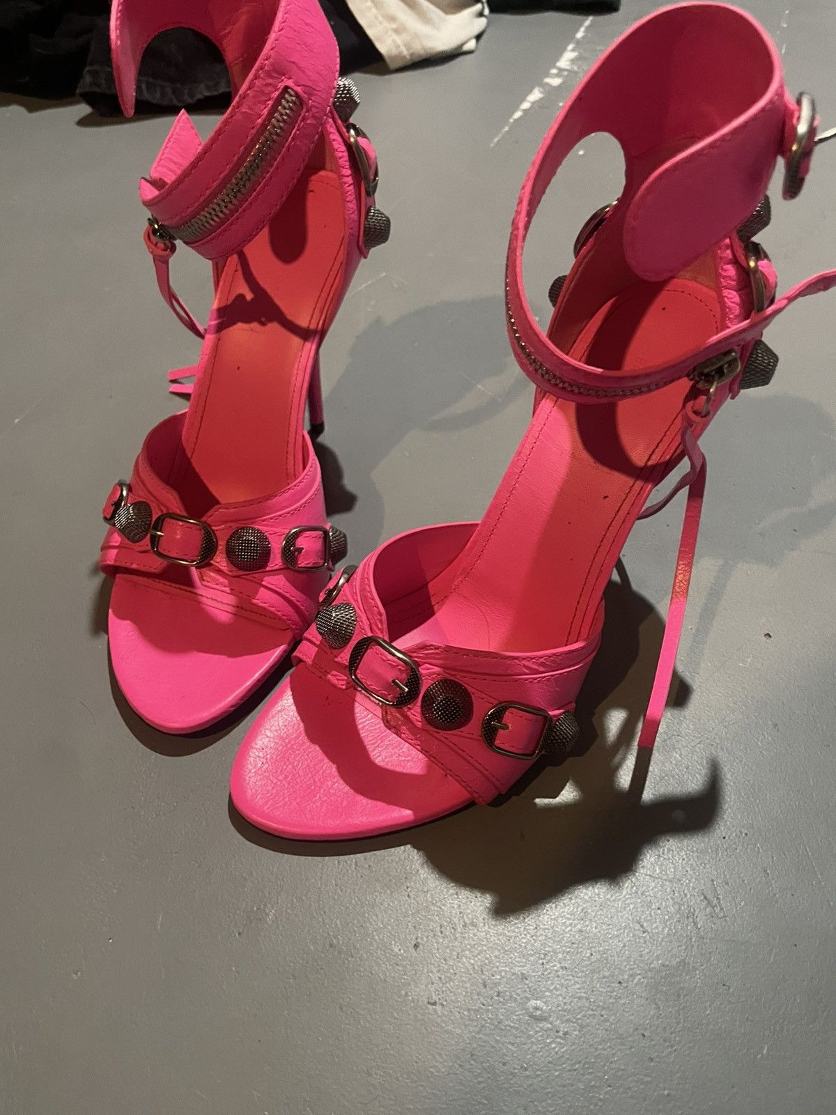 Balenciaga Balenciaga Womens Flou Pink Cagole Leather Studded Stiletto Size US 8.5 / IT 38.5 - 10 Thumbnail