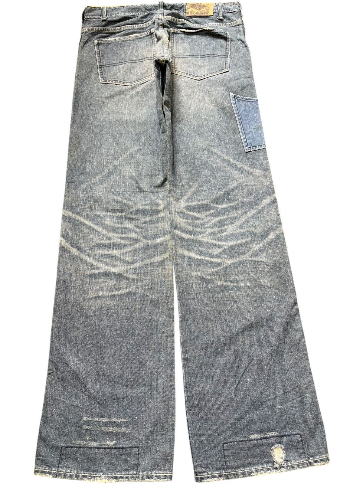 Marithe + Francois Girbaud Vintage Japanese Brand Carpenter Patch Distress Loose Jeans Size 31" - 2 Thumbnail