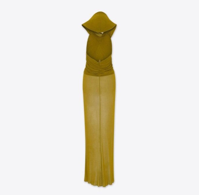 Saint Laurent Paris o1s1wg111024 Hooded Maxi Dress in Dark Mustard Size XS / US 0-2 / IT 36-38 - 4 Thumbnail
