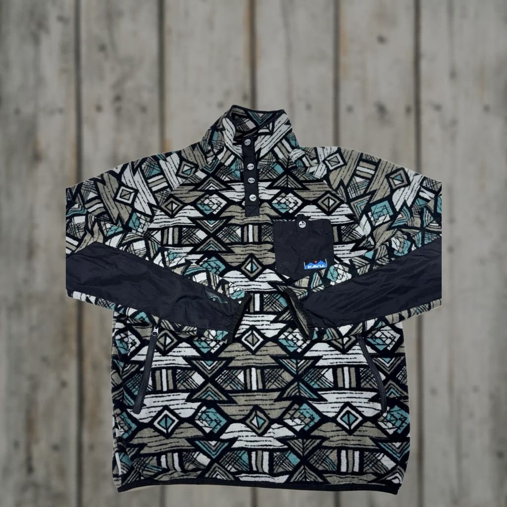 KAVU KAVU Sweater Geometric Fleece Snap Up Mens M Multicolor Winter Geometric Pattern Pullover Snap Up Long Sleeve Christmas Winter Warm Hiking Skiing Size US M / EU 48-50 / 2 - 1 Thumbnail