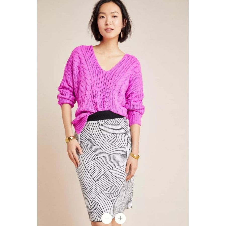 Anthropologie MAEVE Anthropologie Jovana Sweater Knit Pencil Skirt S Size 27" / US 4 / IT 40 - 2 Thumbnail