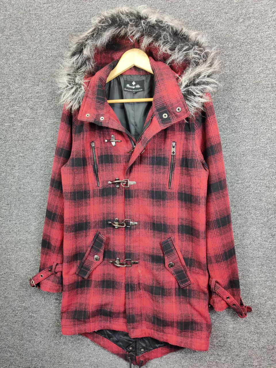 BERNINGS SHO Vintage Berning Sho Plaid Fireman Wool Parka Fishtail Jacket Size US M / EU 48-50 / 2 - 2 Thumbnail