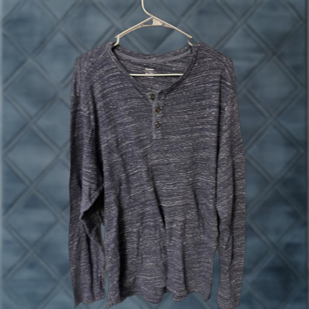 Old Navy Old Navy Mens Shirt Henley XL Blue Long Sleeve Cotton 60/40 Pullover Regular Fit Top Holiday/Seasonal Wear Size US XL / EU 56 / 4 - 1 Thumbnail